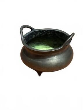 ⭕️ Antique 19th Century Chinese Gilt Bronze Scholar Incense Pot Burner